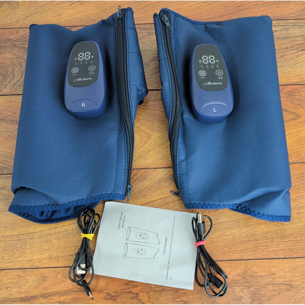 Left & Right Cordless Leg Calf Massager With Heat Circulation Massage Wireless
